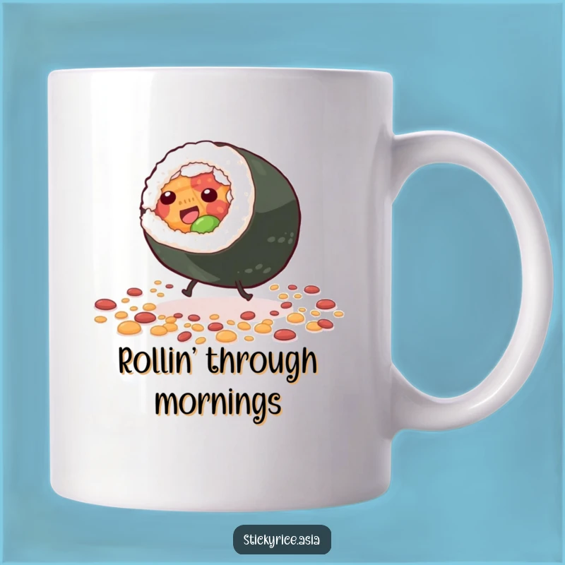 Funny Sushi Roll Mug: Hilarious Gift for Sushi Lovers with Energy.