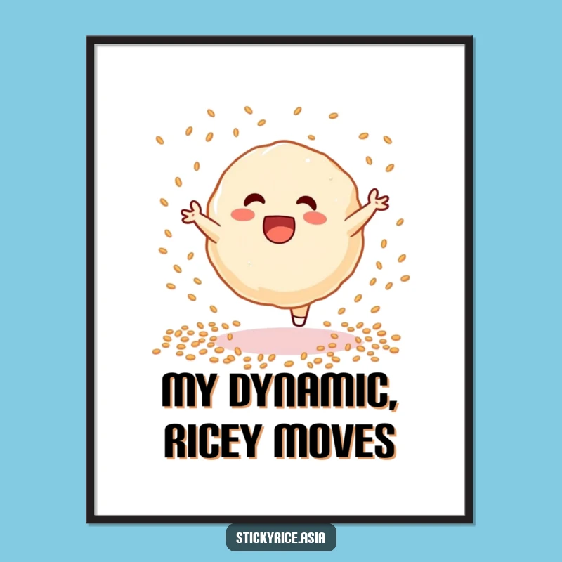 Funny Excited Sticky Rice Dumpling Cartwheel Digital Art - Instant Joyful Wall Decor