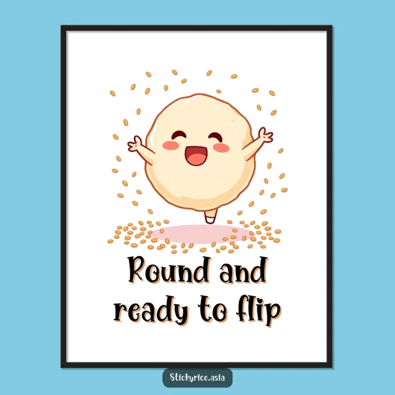Funny Excited Sticky Rice Dumpling Cartwheel Poster - Whimsical Wall Art for Foodies
