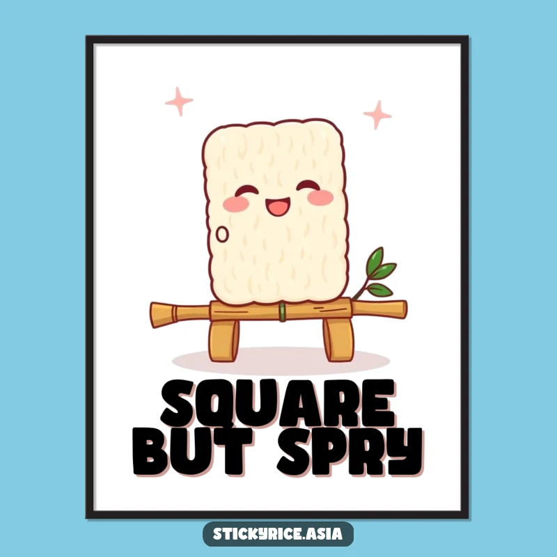 Funny Joyful Sticky Rice Skipping Rope Poster - Playful Wall Art for Kitchens