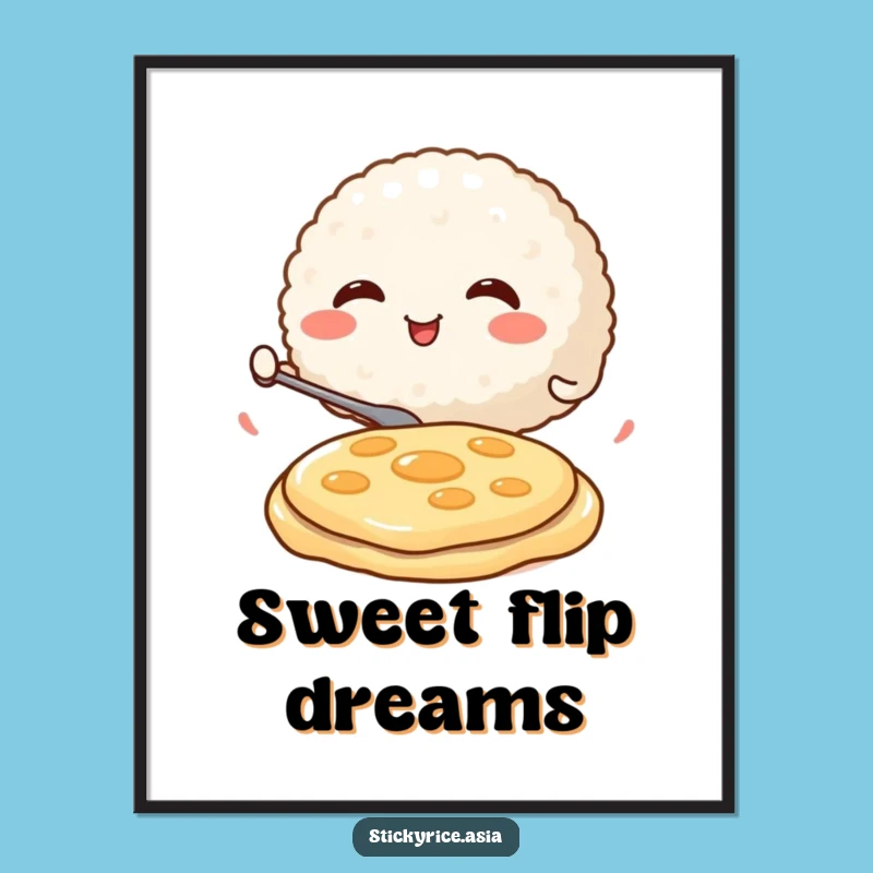 Funny Rice Ball Poster: Hilarious Breakfast Art for Your Wall.