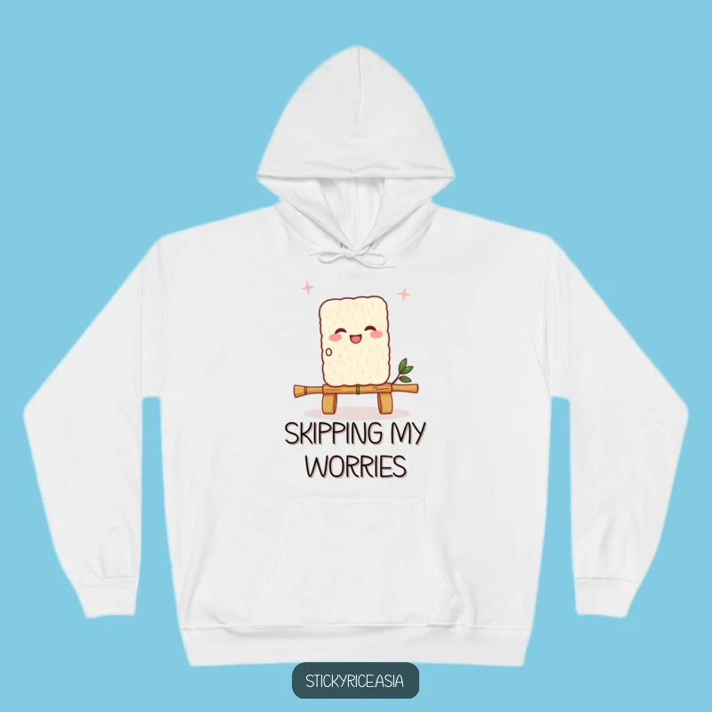 Funny Joyful Sticky Rice Skipping Rope Hoodie - Cozy & Amusing Foodie Wear