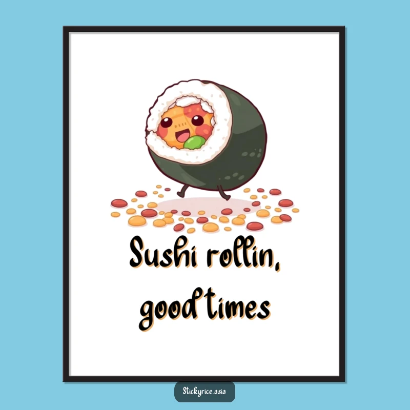 Funny Free Printable Wall Art: Sushi Roll Cartwheel Art, Hilarious Downloadable Art
