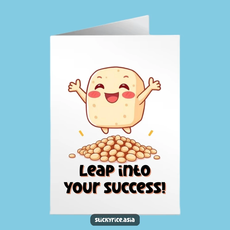Free Printable Congrats Card: Leaping Rice Cake for Exciting, Printable Achievements