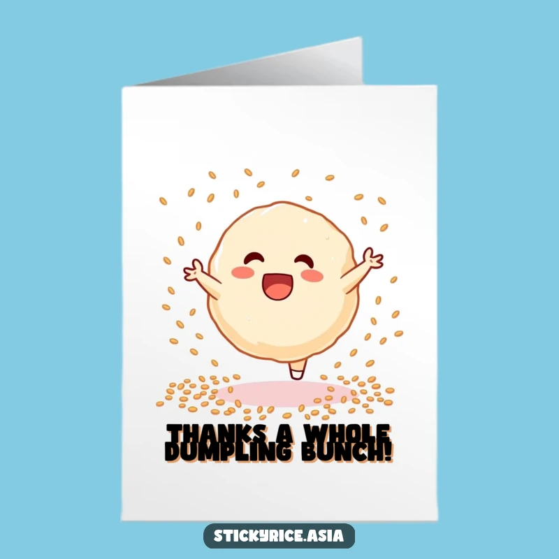 Free Printable Thank You Card Funny Dumpling Cartwheel Downloadable Gratitude
