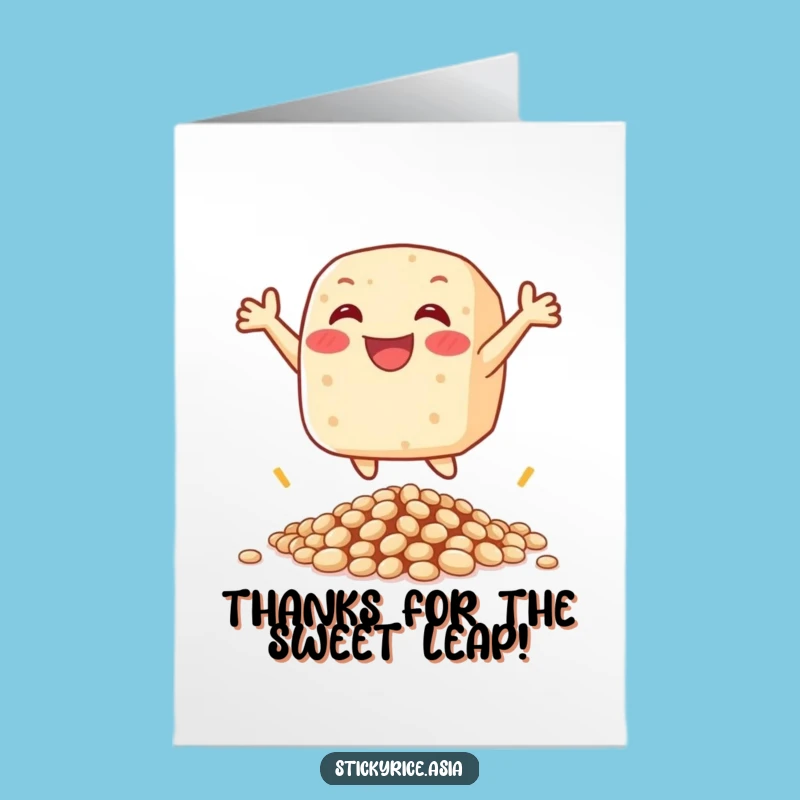 Free Printable Thank You Card: Leaping Rice Cake for Grateful, Printable Thanks